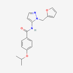 molecular formula C18H19N3O3 B14981402 N-[1-(furan-2-ylmethyl)-1H-pyrazol-5-yl]-4-(propan-2-yloxy)benzamide 