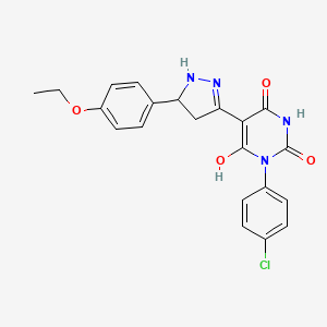 (5Z)-3-(4-chlorophenyl)-5-[5-(4-ethoxyphenyl)pyrazolidin-3-ylidene]-6-hydroxypyrimidine-2,4(3H,5H)-dione