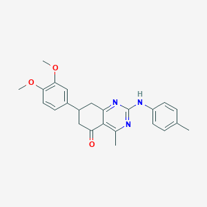 molecular formula C24H25N3O3 B14981493 7-(3,4-dimethoxyphenyl)-4-methyl-2-[(4-methylphenyl)amino]-7,8-dihydroquinazolin-5(6H)-one 