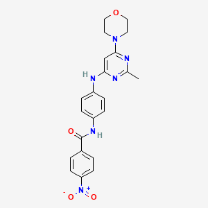 molecular formula C22H22N6O4 B14981706 N-(4-((2-methyl-6-morpholinopyrimidin-4-yl)amino)phenyl)-4-nitrobenzamide 