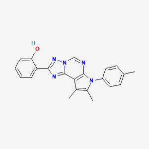 molecular formula C22H19N5O B14981732 2-[8,9-dimethyl-7-(4-methylphenyl)-7H-pyrrolo[3,2-e][1,2,4]triazolo[1,5-c]pyrimidin-2-yl]phenol 