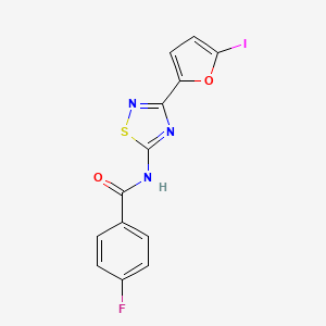 4-fluoro-N-[3-(5-iodofuran-2-yl)-1,2,4-thiadiazol-5-yl]benzamide