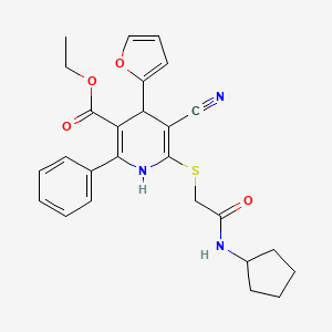 Ethyl 5-cyano-6-{[2-(cyclopentylamino)-2-oxoethyl]sulfanyl}-4-(furan-2-yl)-2-phenyl-1,4-dihydropyridine-3-carboxylate