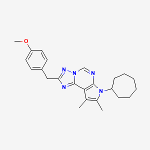 molecular formula C24H29N5O B14981919 7-cycloheptyl-2-(4-methoxybenzyl)-8,9-dimethyl-7H-pyrrolo[3,2-e][1,2,4]triazolo[1,5-c]pyrimidine 