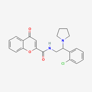 molecular formula C22H21ClN2O3 B14981975 N-[2-(2-chlorophenyl)-2-(pyrrolidin-1-yl)ethyl]-4-oxo-4H-chromene-2-carboxamide 