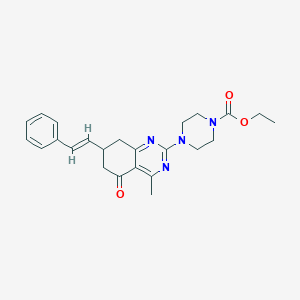 ethyl 4-{4-methyl-5-oxo-7-[(E)-2-phenylethenyl]-5,6,7,8-tetrahydroquinazolin-2-yl}piperazine-1-carboxylate