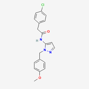 molecular formula C19H18ClN3O2 B14982194 2-(4-chlorophenyl)-N-[1-(4-methoxybenzyl)-1H-pyrazol-5-yl]acetamide 