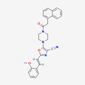 2-[(E)-2-(2-methoxyphenyl)ethenyl]-5-[4-(naphthalen-1-ylacetyl)piperazin-1-yl]-1,3-oxazole-4-carbonitrile