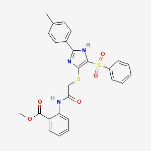 molecular formula C26H23N3O5S2 B14982247 methyl 2-[({[2-(4-methylphenyl)-4-(phenylsulfonyl)-1H-imidazol-5-yl]sulfanyl}acetyl)amino]benzoate 