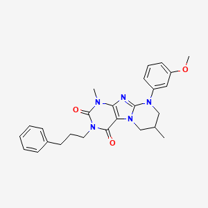 9-(3-methoxyphenyl)-1,7-dimethyl-3-(3-phenylpropyl)-6,7,8,9-tetrahydropyrimido[2,1-f]purine-2,4(1H,3H)-dione