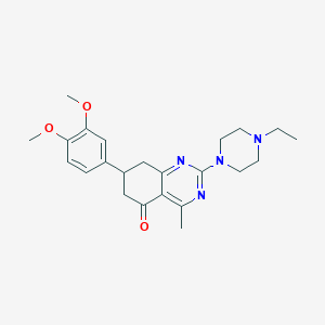 molecular formula C23H30N4O3 B14982344 7-(3,4-dimethoxyphenyl)-2-(4-ethylpiperazin-1-yl)-4-methyl-7,8-dihydroquinazolin-5(6H)-one 