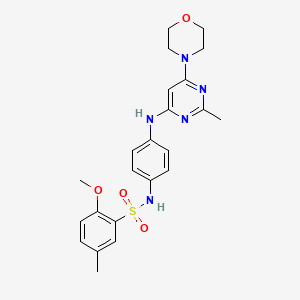 molecular formula C23H27N5O4S B14982422 2-methoxy-5-methyl-N-(4-((2-methyl-6-morpholinopyrimidin-4-yl)amino)phenyl)benzenesulfonamide 