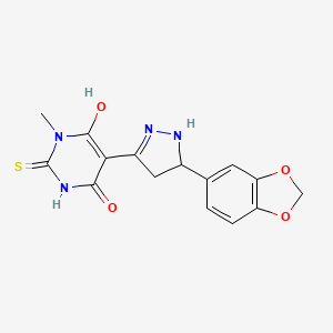 (5Z)-5-[5-(1,3-benzodioxol-5-yl)pyrazolidin-3-ylidene]-1-methyl-2-thioxodihydropyrimidine-4,6(1H,5H)-dione