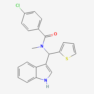 molecular formula C21H17ClN2OS B14982495 4-chloro-N-[1H-indol-3-yl(thiophen-2-yl)methyl]-N-methylbenzamide 