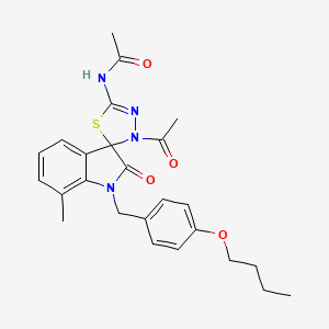 N-{3'-Acetyl-1-[(4-butoxyphenyl)methyl]-7-methyl-2-oxo-1,2-dihydro-3'H-spiro[indole-3,2'-[1,3,4]thiadiazol]-5'-YL}acetamide