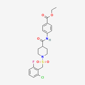 molecular formula C22H24ClFN2O5S B14982680 Ethyl 4-[({1-[(2-chloro-6-fluorobenzyl)sulfonyl]piperidin-4-yl}carbonyl)amino]benzoate 