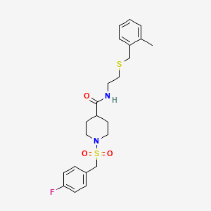 molecular formula C23H29FN2O3S2 B14982719 1-[(4-fluorobenzyl)sulfonyl]-N-{2-[(2-methylbenzyl)sulfanyl]ethyl}piperidine-4-carboxamide 