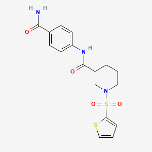 N-(4-carbamoylphenyl)-1-(thiophen-2-ylsulfonyl)piperidine-3-carboxamide