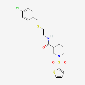 N-{2-[(4-chlorobenzyl)sulfanyl]ethyl}-1-(thiophen-2-ylsulfonyl)piperidine-3-carboxamide