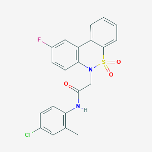 molecular formula C21H16ClFN2O3S B14982839 N-(4-chloro-2-methylphenyl)-2-(9-fluoro-5,5-dioxido-6H-dibenzo[c,e][1,2]thiazin-6-yl)acetamide 