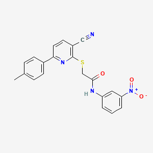 molecular formula C21H16N4O3S B14982851 2-{[3-cyano-6-(4-methylphenyl)pyridin-2-yl]sulfanyl}-N-(3-nitrophenyl)acetamide 