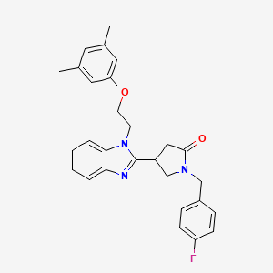 molecular formula C28H28FN3O2 B14983141 4-{1-[2-(3,5-dimethylphenoxy)ethyl]-1H-benzimidazol-2-yl}-1-(4-fluorobenzyl)pyrrolidin-2-one 