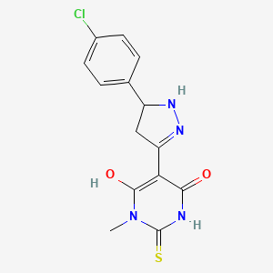 (5Z)-5-[5-(4-chlorophenyl)pyrazolidin-3-ylidene]-1-methyl-2-thioxodihydropyrimidine-4,6(1H,5H)-dione