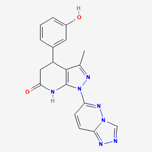 molecular formula C18H15N7O2 B14983275 4-(3-hydroxyphenyl)-3-methyl-1-([1,2,4]triazolo[4,3-b]pyridazin-6-yl)-4,5-dihydro-1H-pyrazolo[3,4-b]pyridin-6-ol 