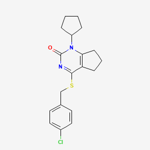 4-[(4-chlorobenzyl)sulfanyl]-1-cyclopentyl-1,5,6,7-tetrahydro-2H-cyclopenta[d]pyrimidin-2-one