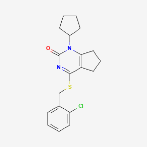 molecular formula C19H21ClN2OS B14983447 4-[(2-chlorobenzyl)sulfanyl]-1-cyclopentyl-1,5,6,7-tetrahydro-2H-cyclopenta[d]pyrimidin-2-one 