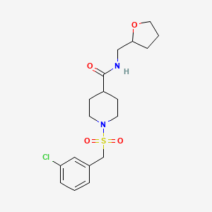 molecular formula C18H25ClN2O4S B14983469 1-[(3-chlorobenzyl)sulfonyl]-N-(tetrahydrofuran-2-ylmethyl)piperidine-4-carboxamide 