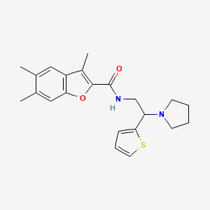 3,5,6-trimethyl-N-[2-(pyrrolidin-1-yl)-2-(thiophen-2-yl)ethyl]-1-benzofuran-2-carboxamide