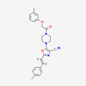 5-{4-[(3-methylphenoxy)acetyl]piperazin-1-yl}-2-[(E)-2-(4-methylphenyl)ethenyl]-1,3-oxazole-4-carbonitrile