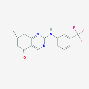 4,7,7-trimethyl-2-{[3-(trifluoromethyl)phenyl]amino}-7,8-dihydroquinazolin-5(6H)-one