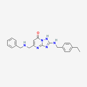 molecular formula C22H24N6O B14983525 5-[(Benzylamino)methyl]-2-{[(4-ethylphenyl)methyl]amino}-4H,7H-[1,2,4]triazolo[1,5-A]pyrimidin-7-one 