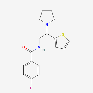 4-fluoro-N-[2-(pyrrolidin-1-yl)-2-(thiophen-2-yl)ethyl]benzamide