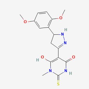 molecular formula C16H18N4O4S B14983580 (5Z)-5-[5-(2,5-dimethoxyphenyl)pyrazolidin-3-ylidene]-1-methyl-2-sulfanylpyrimidine-4,6(1H,5H)-dione 