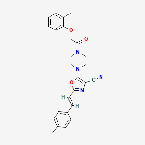 5-{4-[(2-methylphenoxy)acetyl]piperazin-1-yl}-2-[(E)-2-(4-methylphenyl)ethenyl]-1,3-oxazole-4-carbonitrile