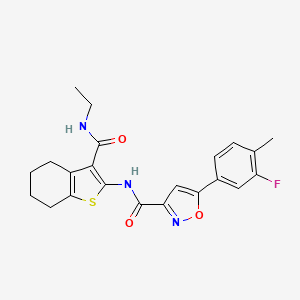 molecular formula C22H22FN3O3S B14983679 N-[3-(ethylcarbamoyl)-4,5,6,7-tetrahydro-1-benzothiophen-2-yl]-5-(3-fluoro-4-methylphenyl)-1,2-oxazole-3-carboxamide 