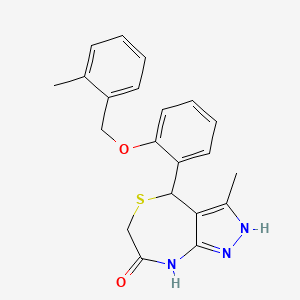 molecular formula C21H21N3O2S B14983697 3-methyl-4-{2-[(2-methylbenzyl)oxy]phenyl}-4,6-dihydro-1H-pyrazolo[3,4-e][1,4]thiazepin-7-ol 