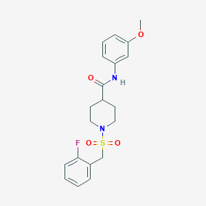 molecular formula C20H23FN2O4S B14983854 1-[(2-fluorobenzyl)sulfonyl]-N-(3-methoxyphenyl)piperidine-4-carboxamide 