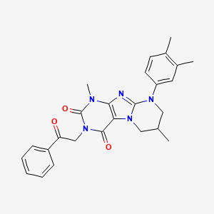 molecular formula C26H27N5O3 B14983863 9-(3,4-dimethylphenyl)-1,7-dimethyl-3-phenacyl-7,8-dihydro-6H-purino[7,8-a]pyrimidine-2,4-dione 