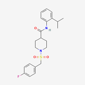 molecular formula C22H27FN2O3S B14983873 1-[(4-fluorobenzyl)sulfonyl]-N-[2-(propan-2-yl)phenyl]piperidine-4-carboxamide 