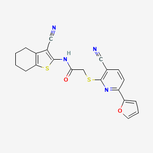 2-{[3-cyano-6-(furan-2-yl)pyridin-2-yl]sulfanyl}-N-(3-cyano-4,5,6,7-tetrahydro-1-benzothiophen-2-yl)acetamide