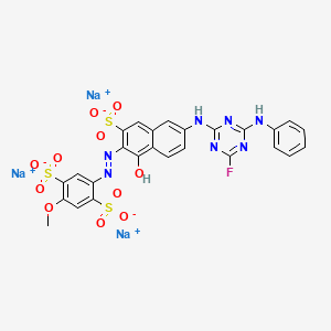 molecular formula C26H17FN7Na3O11S3 B1498391 2-((6-((6-Anilino-4-fluoro-1,3,5-triazin-2-yl)amino)-1-hydroxy-3-sulpho-2-naphthyl)azo)-5-methoxybenzene-1,4-disulphonic acid, sodium salt CAS No. 83399-95-5