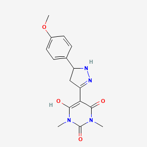 molecular formula C16H18N4O4 B14983925 5-[5-(4-methoxyphenyl)pyrazolidin-3-ylidene]-1,3-dimethylpyrimidine-2,4,6(1H,3H,5H)-trione 