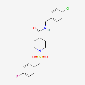 molecular formula C20H22ClFN2O3S B14983952 N-(4-chlorobenzyl)-1-[(4-fluorobenzyl)sulfonyl]piperidine-4-carboxamide 