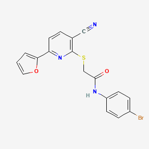 N-(4-bromophenyl)-2-{[3-cyano-6-(furan-2-yl)pyridin-2-yl]sulfanyl}acetamide