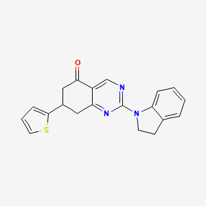 molecular formula C20H17N3OS B14983994 2-Indolinyl-7-(2-thienyl)-6,7,8-trihydroquinazolin-5-one 