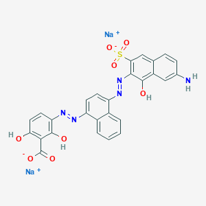 molecular formula C27H17N5Na2O8S B1498401 Benzoic acid, 3-[2-[4-[2-(7-amino-1-hydroxy-3-sulfo-2-naphthalenyl)diazenyl]-1-naphthalenyl]diazenyl]-2,6-dihydroxy-, sodium salt (1:2) CAS No. 72207-95-5